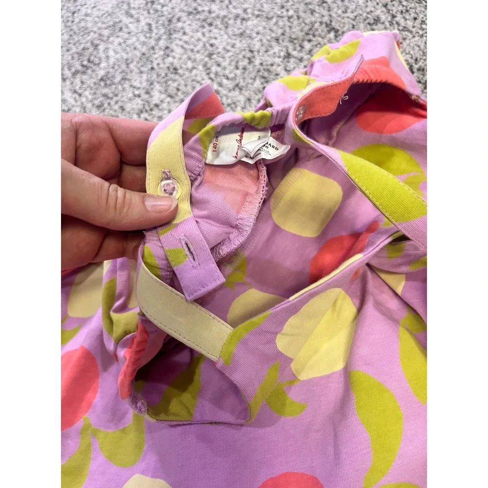 Hanna Andersson Girls Size 140 10 Purple Fruit Print Ruffle Hem Sundress Pockets